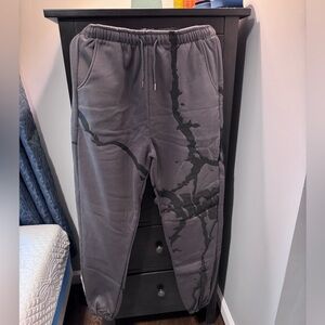 Named 3D Grey Embroided Pants